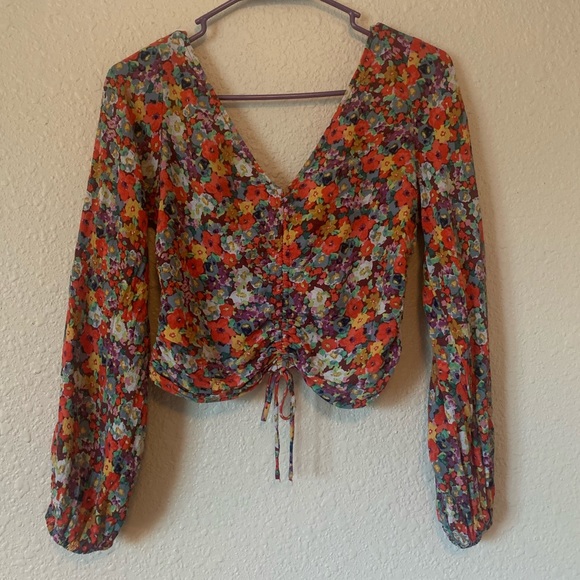 Multi-Color Drawstring Blouse - Picture 2 of 4
